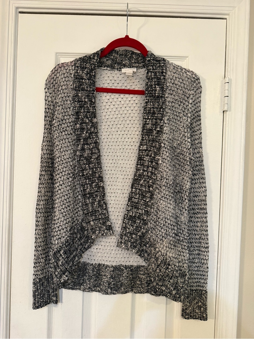 Chico's Open-Front Knit Cardigan in Gray and Black